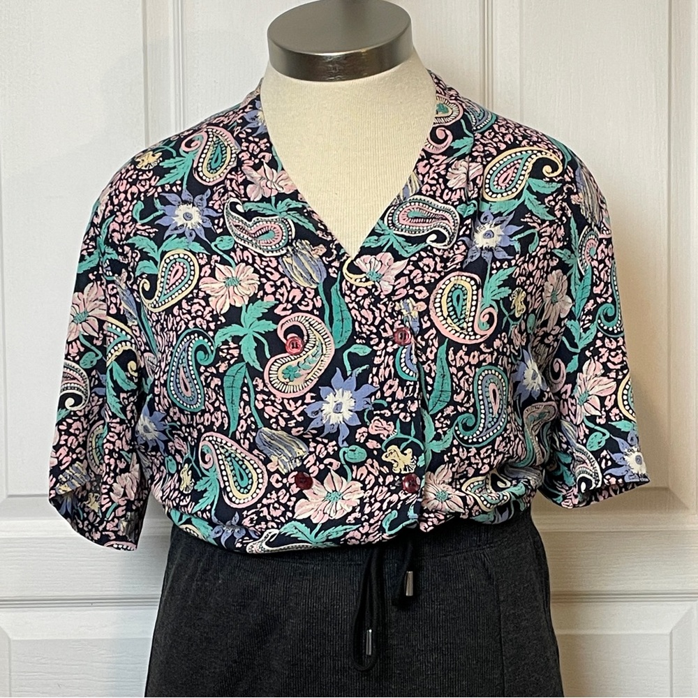 Double Breasted Retro Patterned Blouse